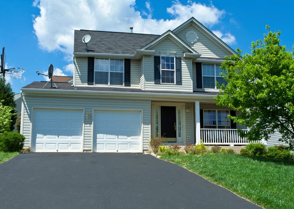 light tan siding house