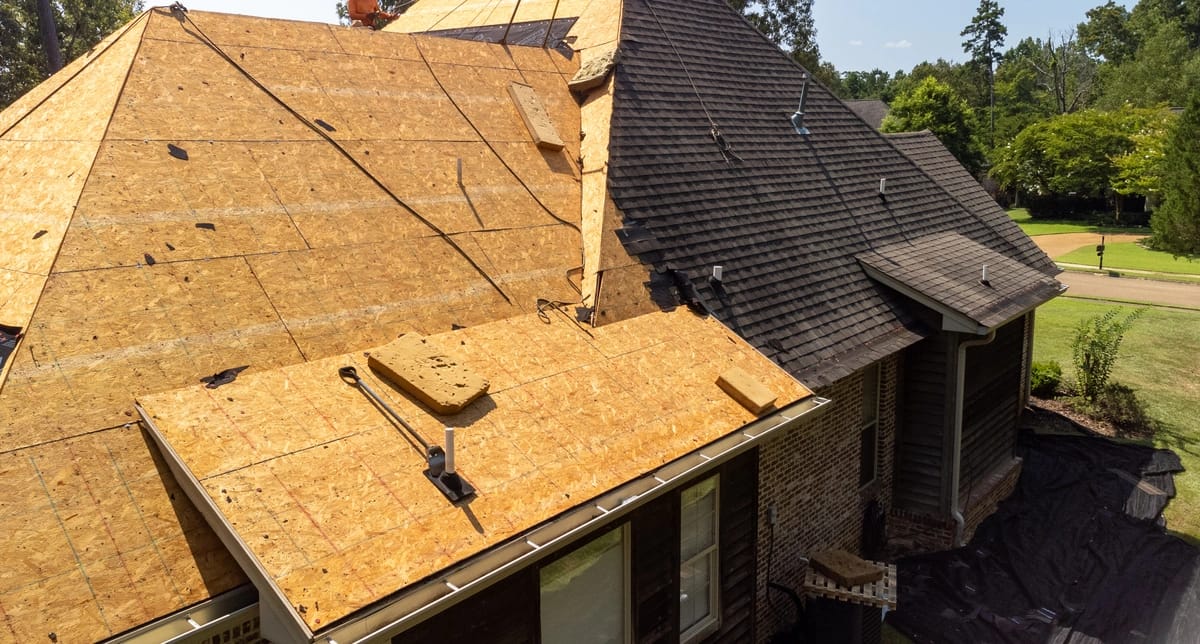 unfinished roof decking