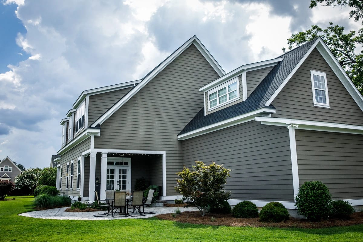 dark gray vinyl siding home