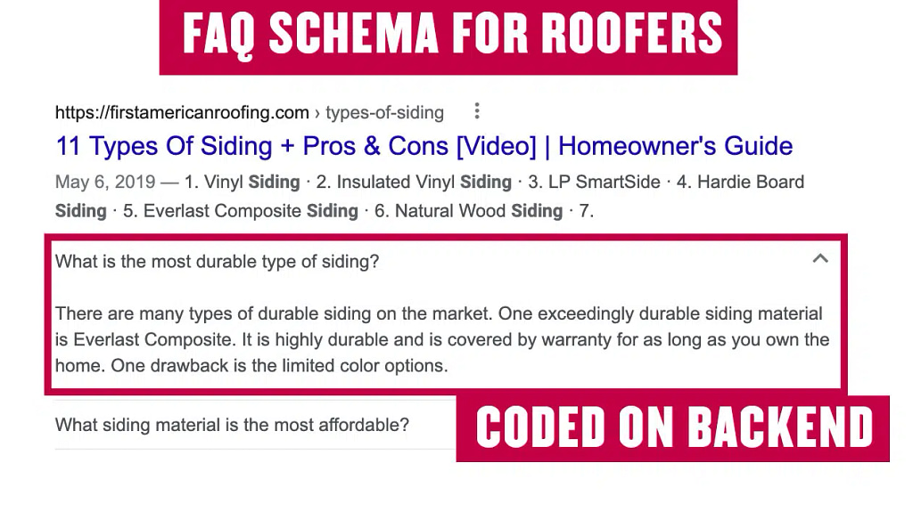 FAQ schema for roofing seo, how to do search engine optimization for roofing companies