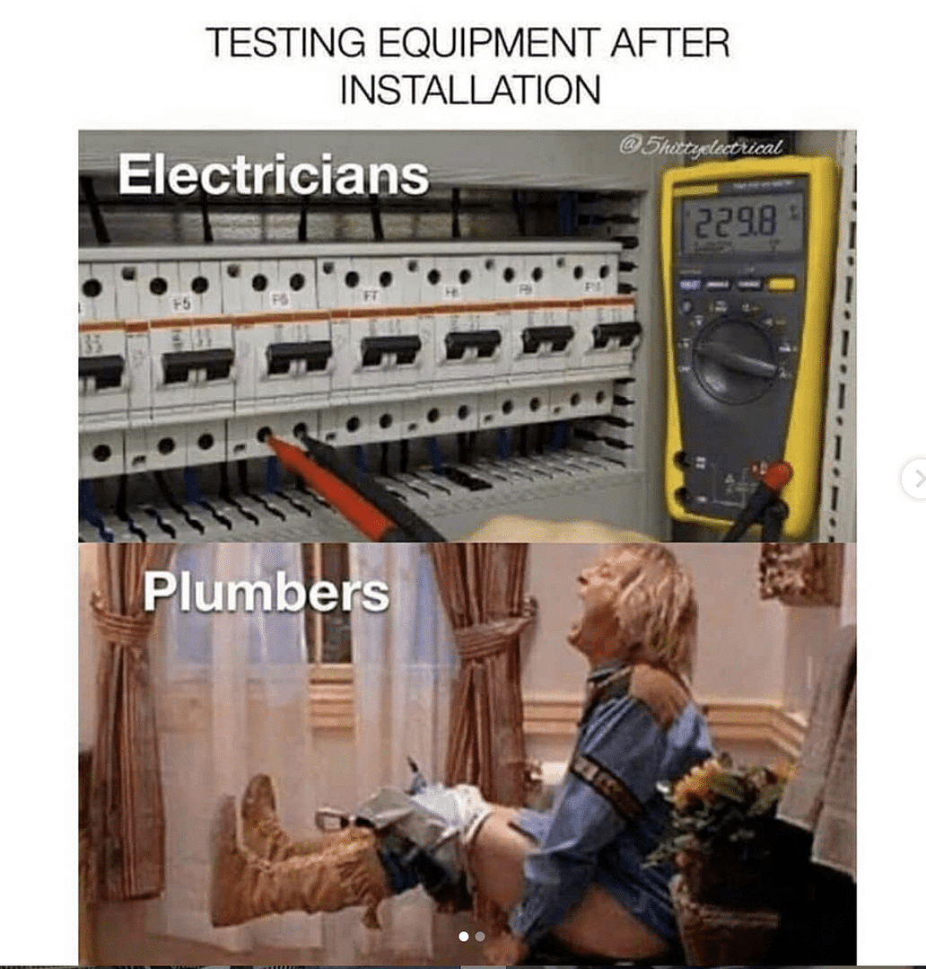 testing electricity and man on toilet meme