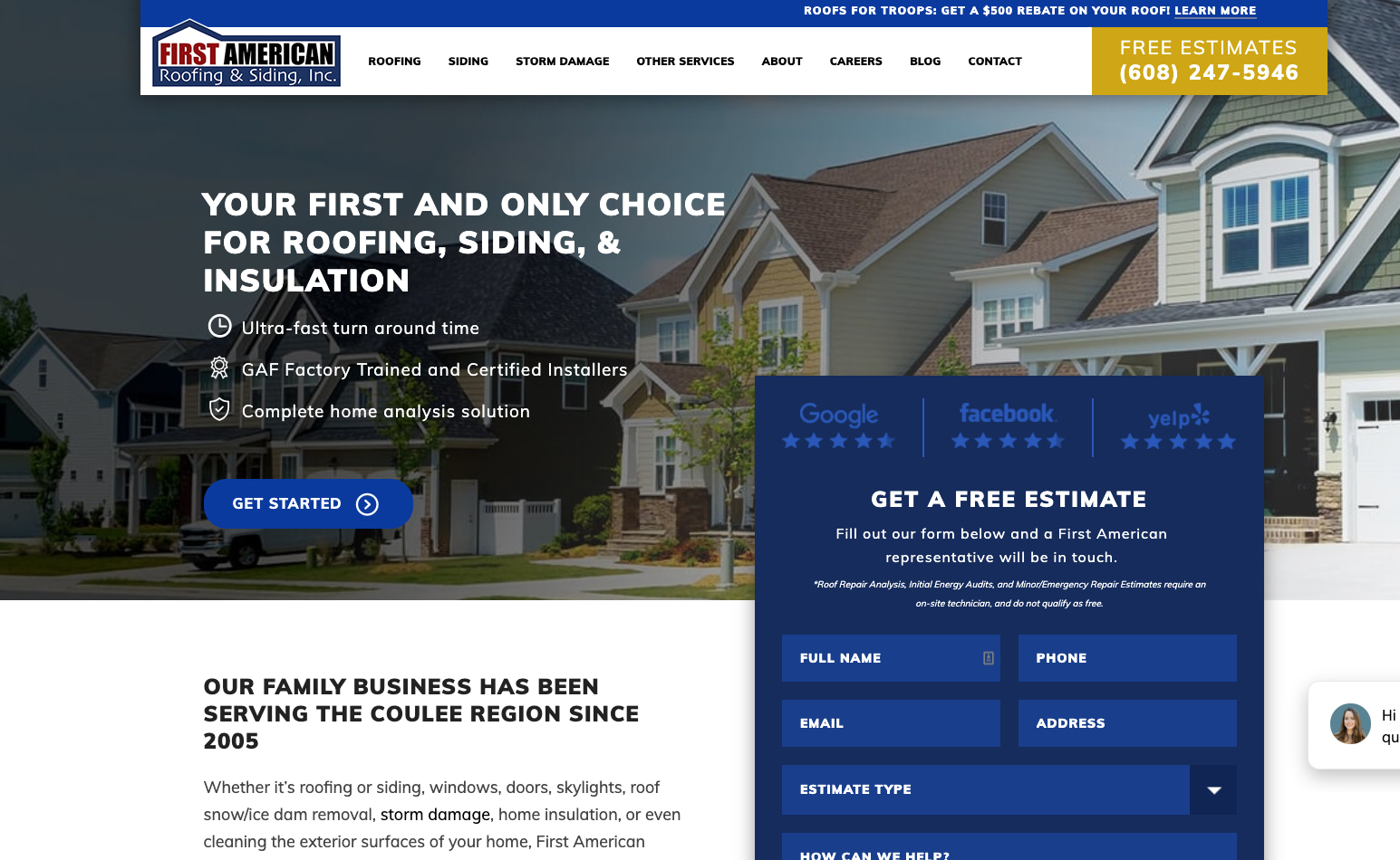 Image of contact form for lead generation
