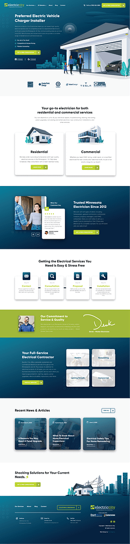 Here is an example of electrician website design by Hook Agency for Electric City