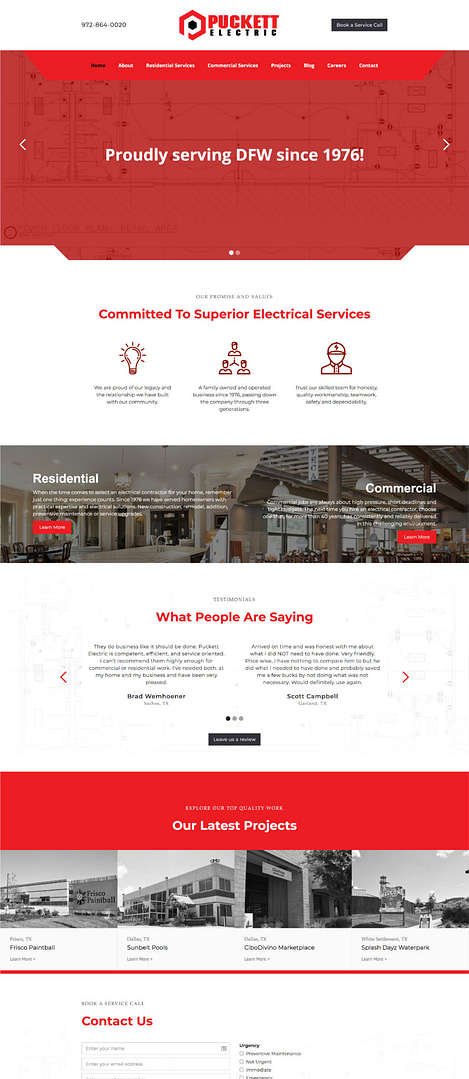 Electrician Website design from Puckett Electric