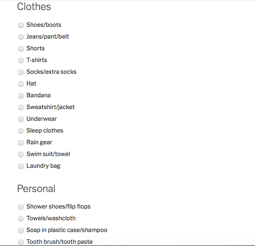 Love outdoors camping list