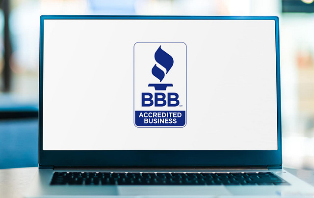 computer screen displaying the better business bureau (BBB) accreditation