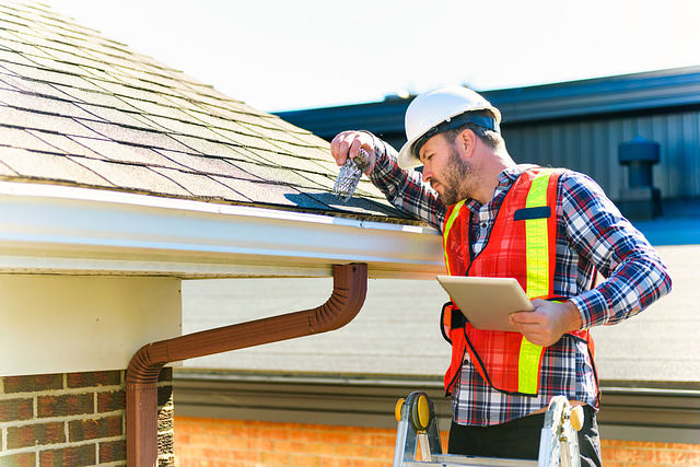 Roofer Inspecting Roof