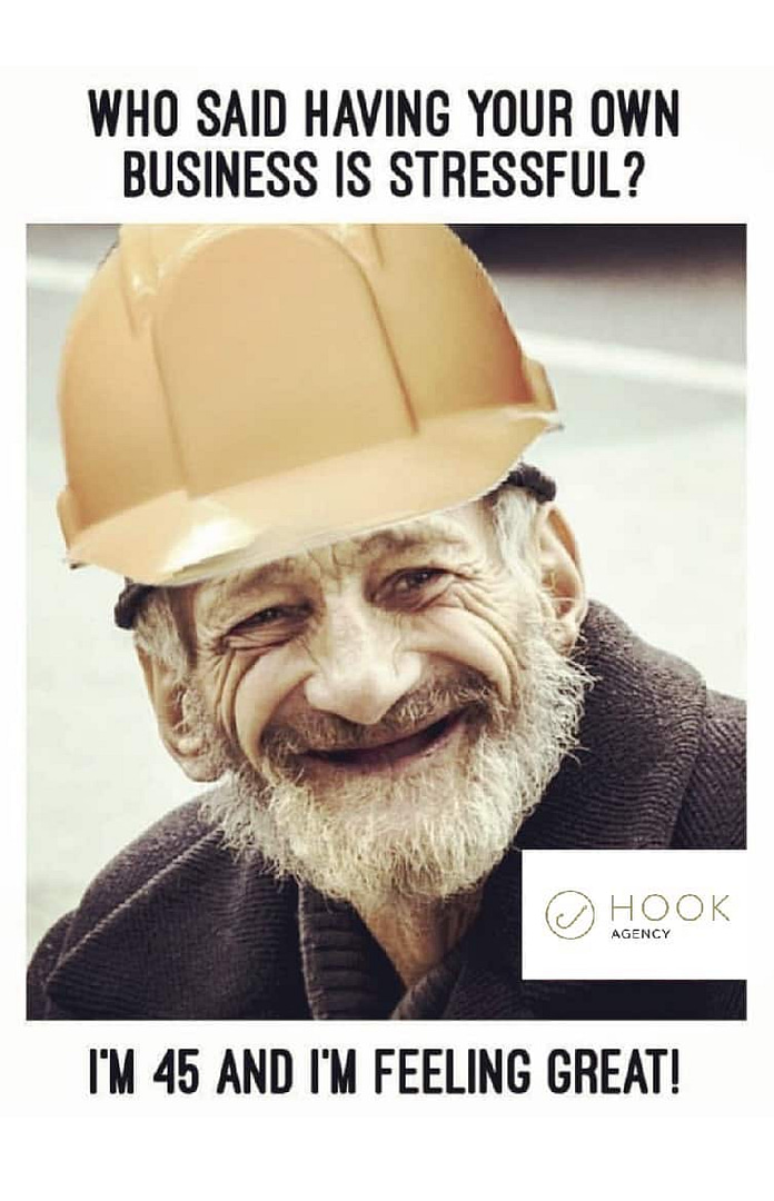 Funny construction meme of old man.