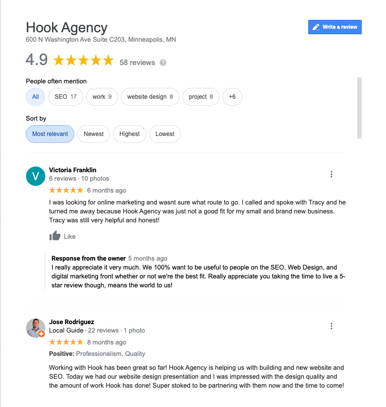 Example of reviews for carpentry leads blog
