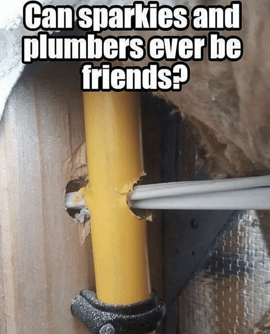 wires going through a yellow pipe meme