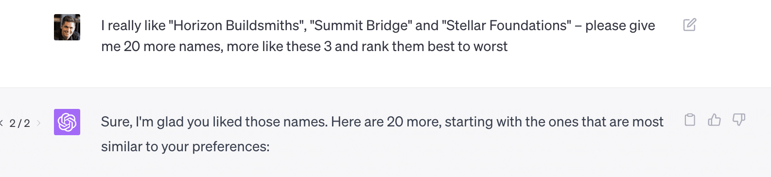 Construction company name ideas with Chat GPT 2024