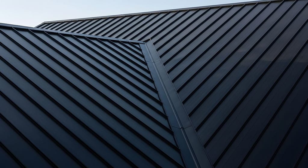 Dark Metal Roof with Clean Lines and Modern Design