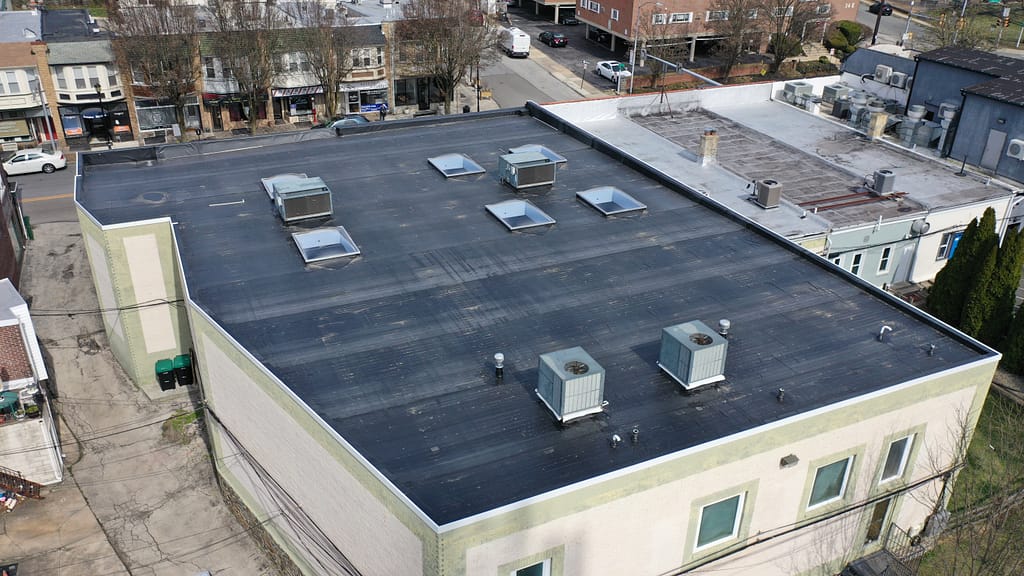 Rubber commercial roof