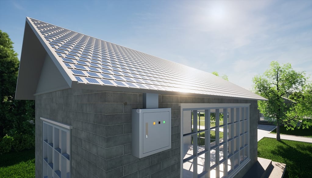 eco house building design and green power energy consist of solar 