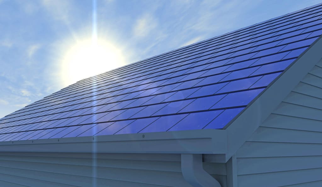 solar shingles on a sunny roof