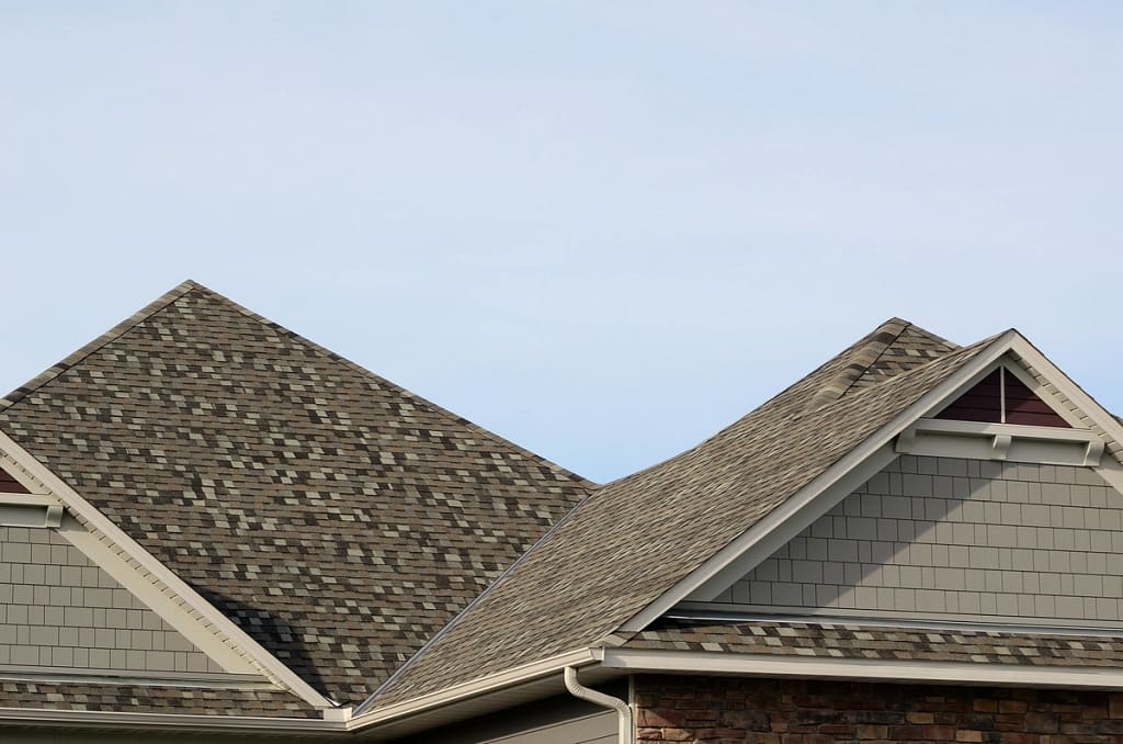 view of a hipped roof