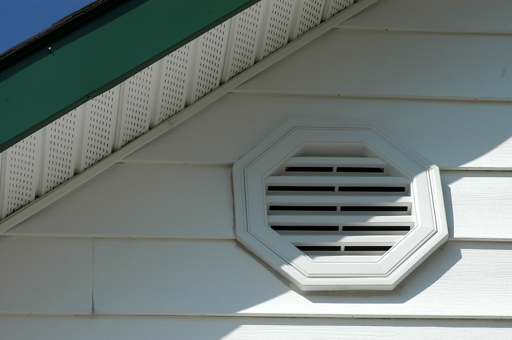 White vinyl and soffit and fascia under green roof