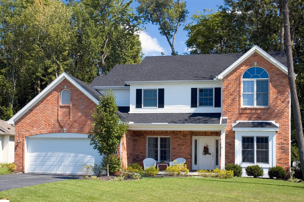 Nice brick home on a sunny day.