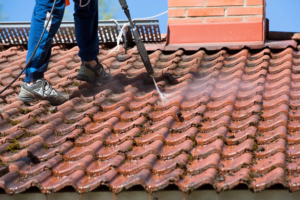 pressure wash a tile roof