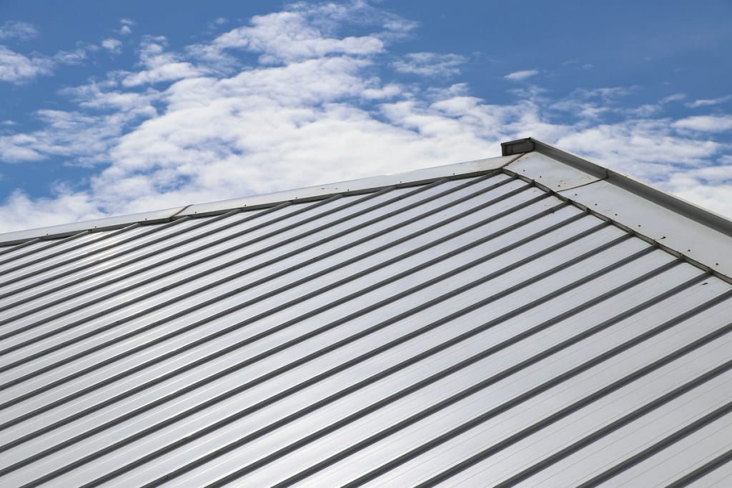 close up on a standing seam metal roof
