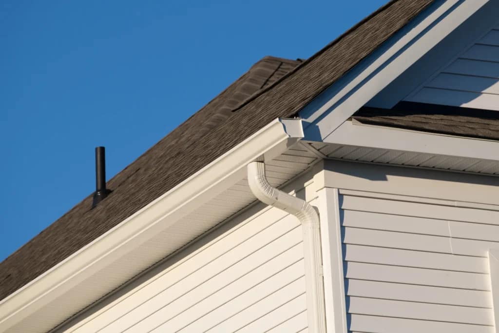 white residential gutters on a home in Pennsylvania