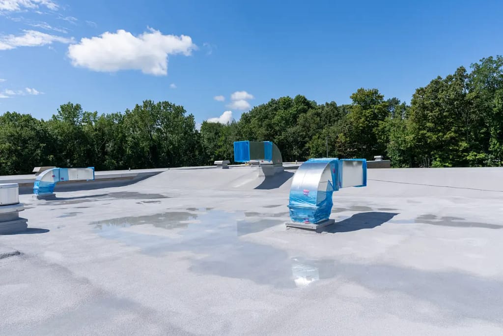 commercial roof with multiple vents