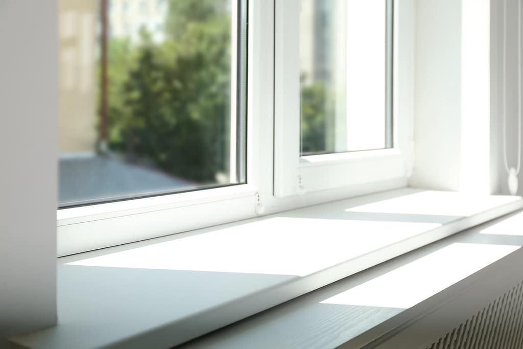 closeup window sill insert window