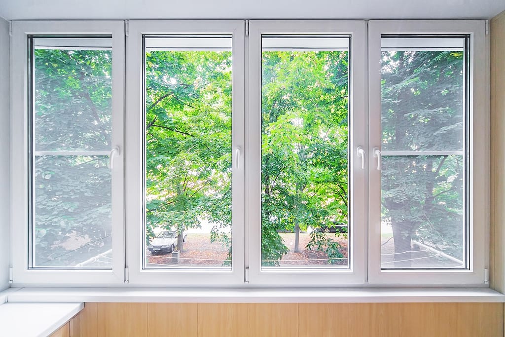 Plastic window and beutiful landscape