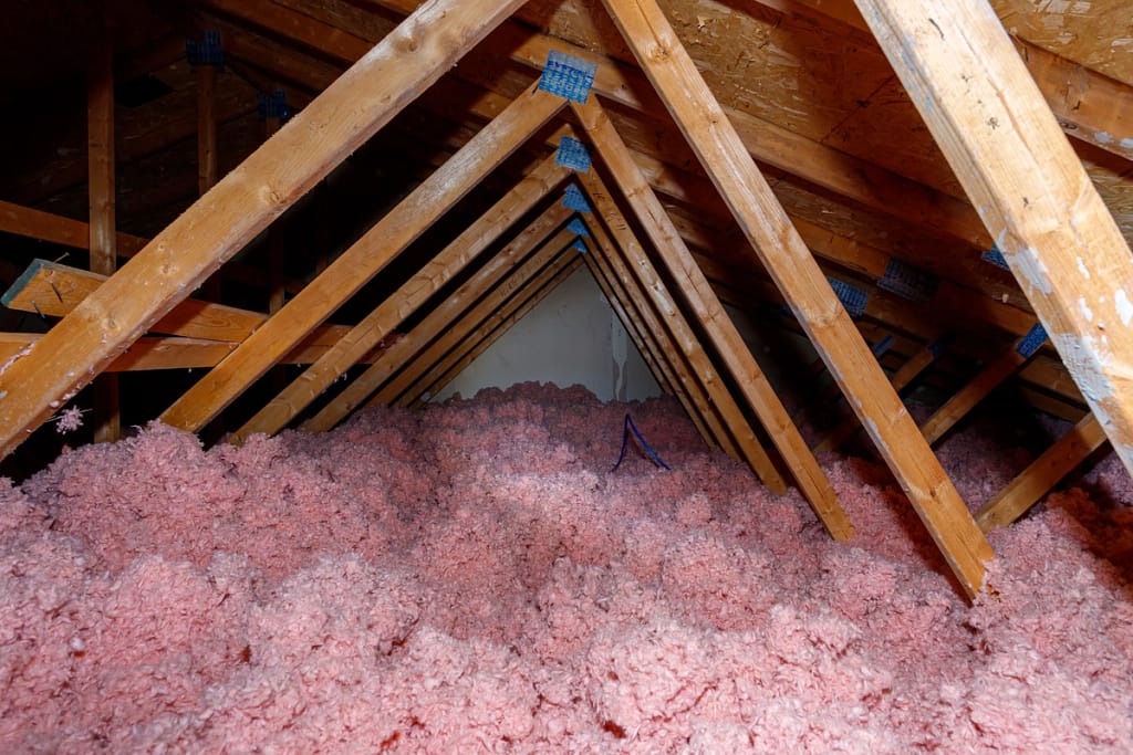 close up of attic insulation cellulose type