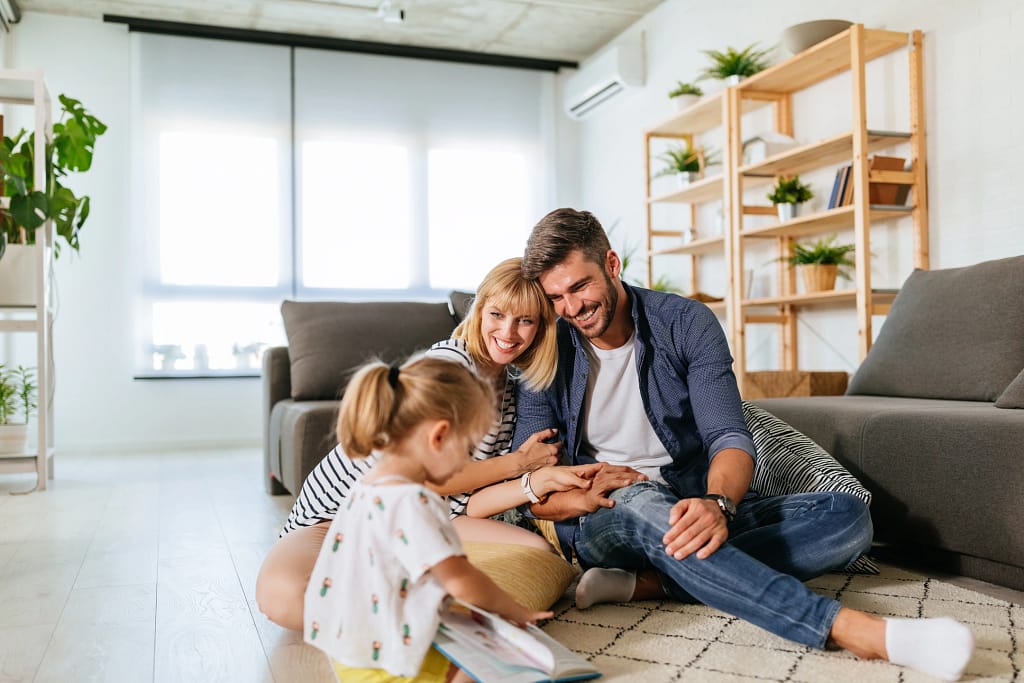 happy family after roofing work