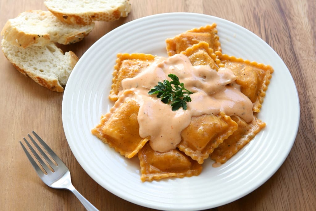 lobster ravioli at a nice Italian restaurant