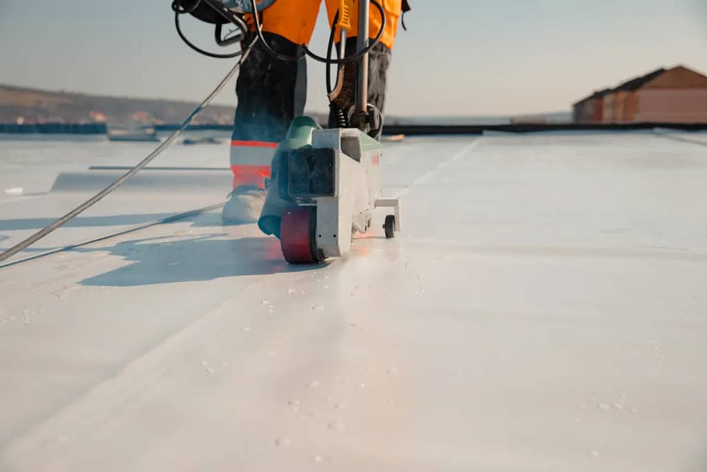 working on a flat roof