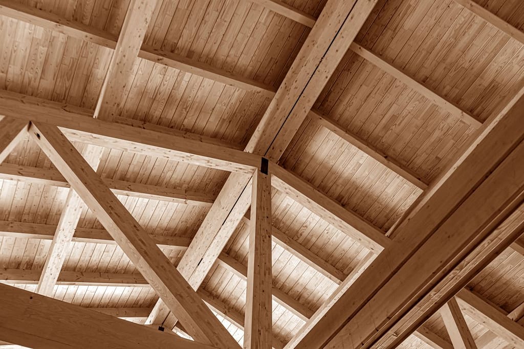 roof trusses huge wooden structure