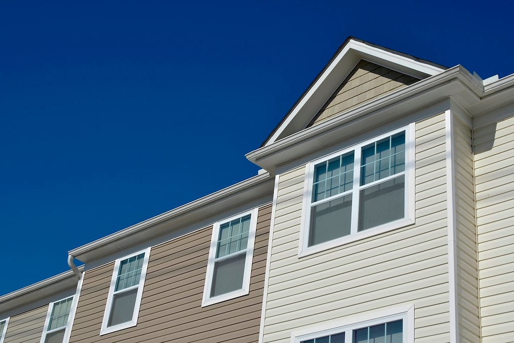 Tan and beige vinyl siding