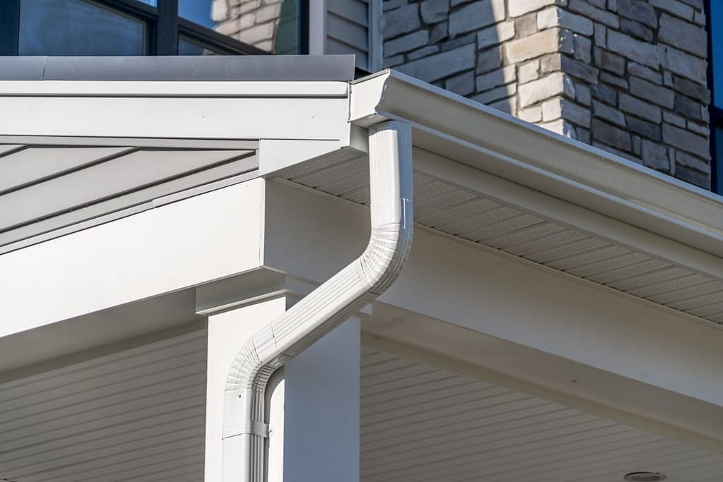 White gutter guard system, fascia