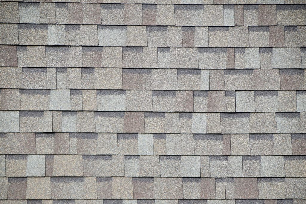 close up gray and tan architectural shingles