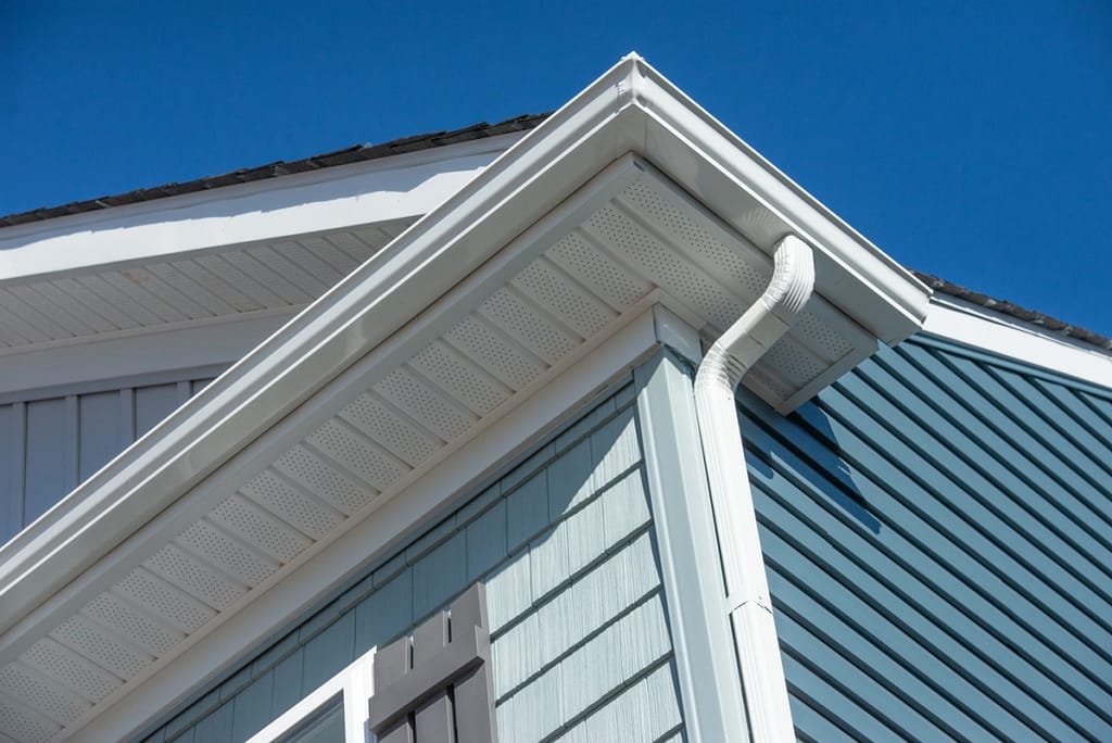blue house eaves