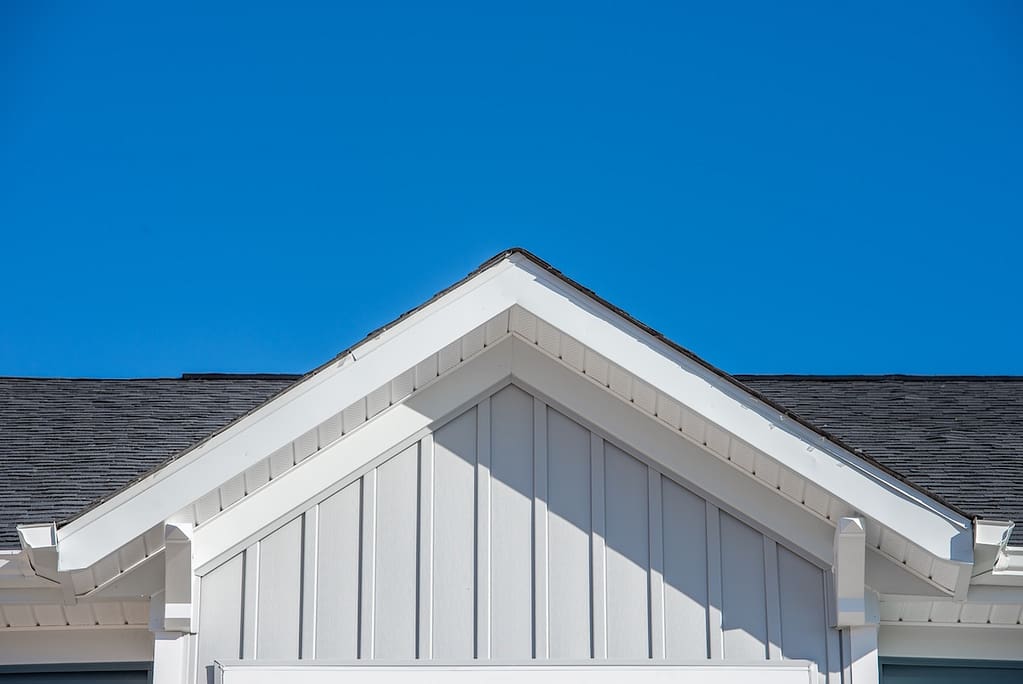Gable roof with white fascia