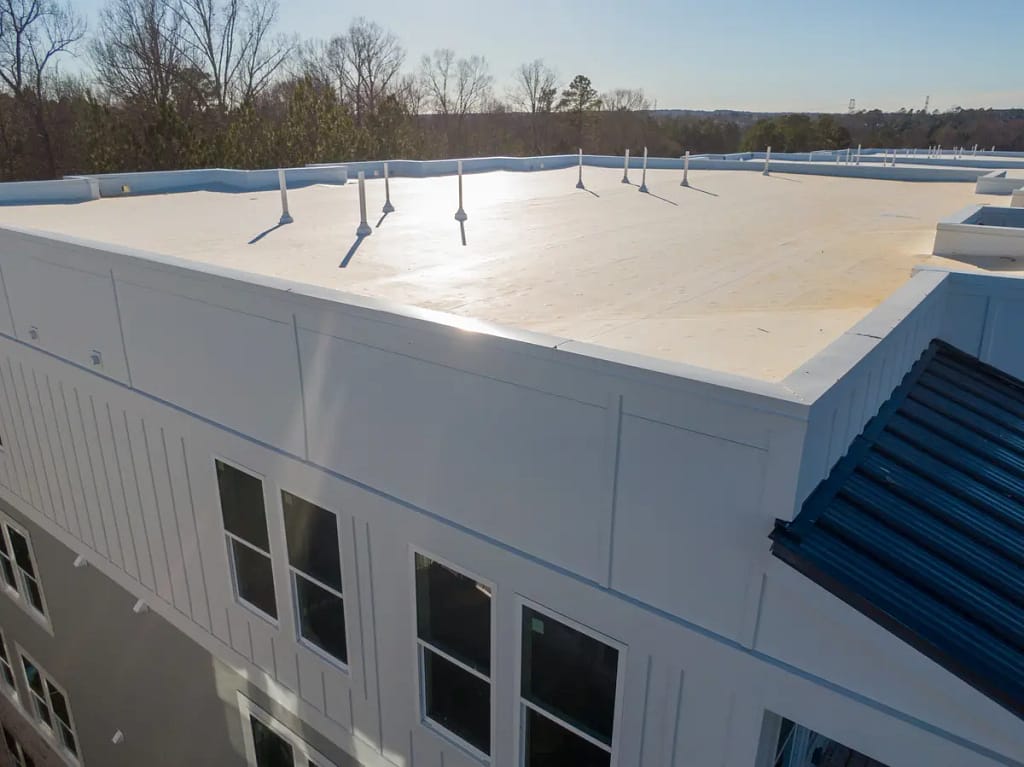sunrise on TPO roof