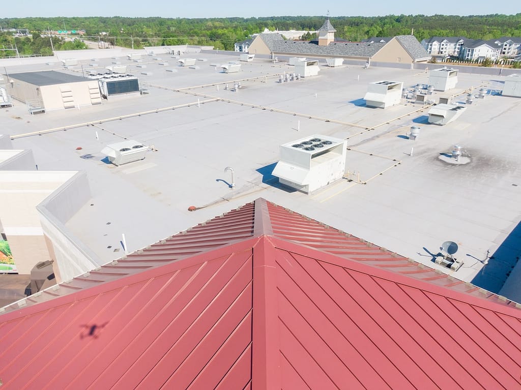 metal roofing against white tpo roof chesterbrook pa