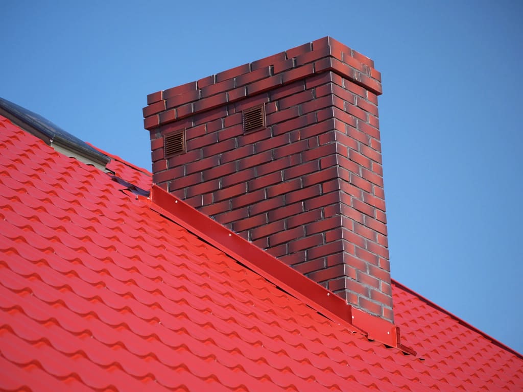 red metal chimney flashing repair