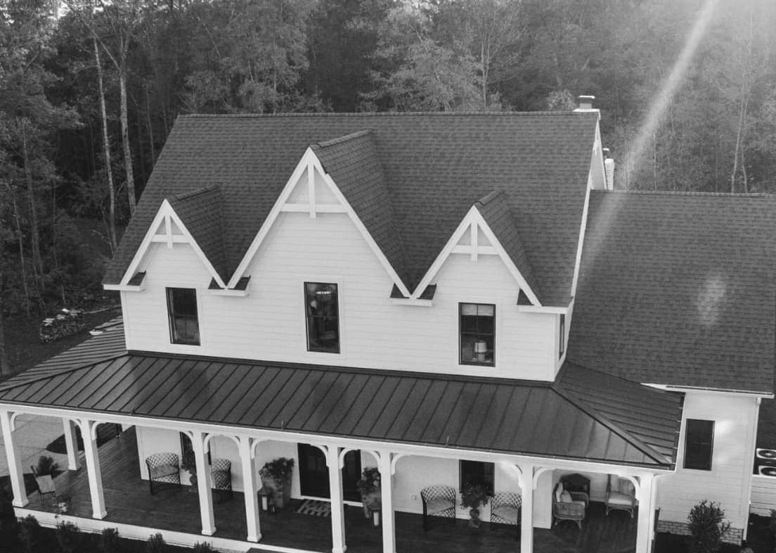 black and white picture of roof built by columbus roofing company