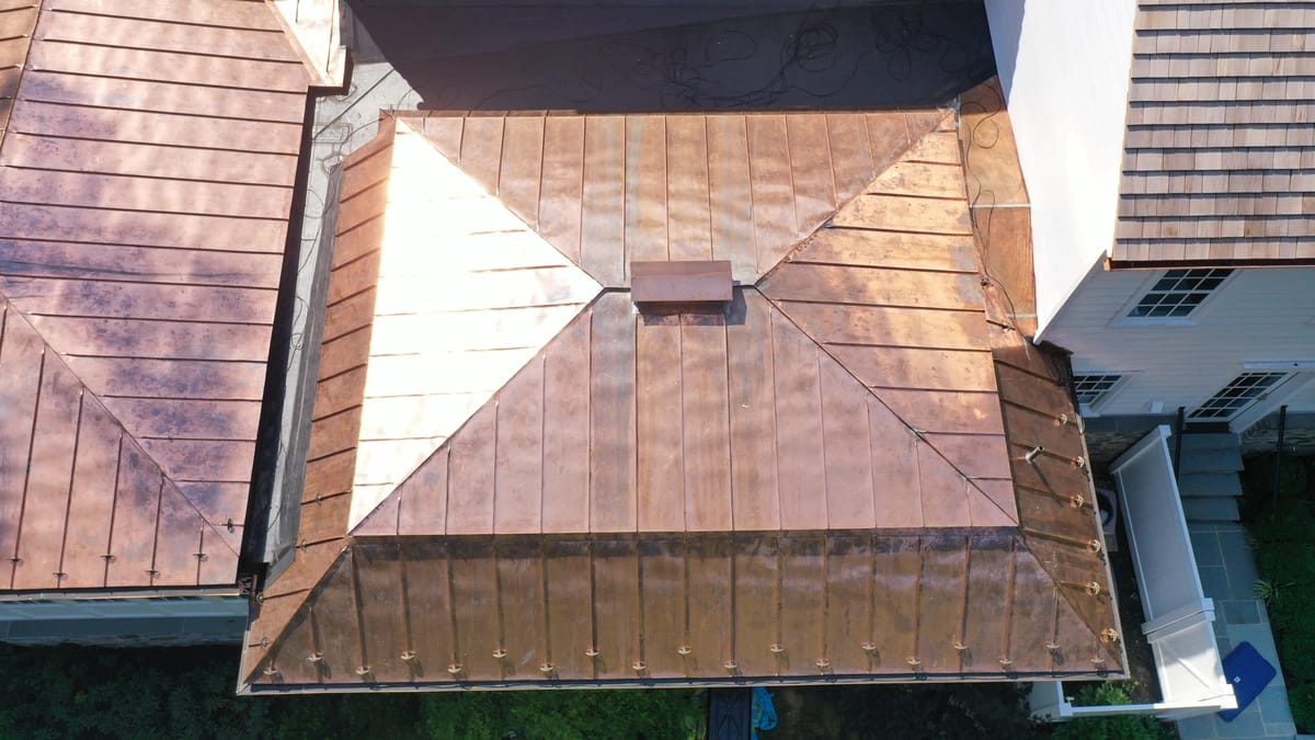 Copper specialty roof close up