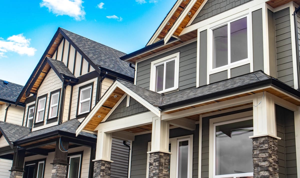 close up of siding on 2 homes