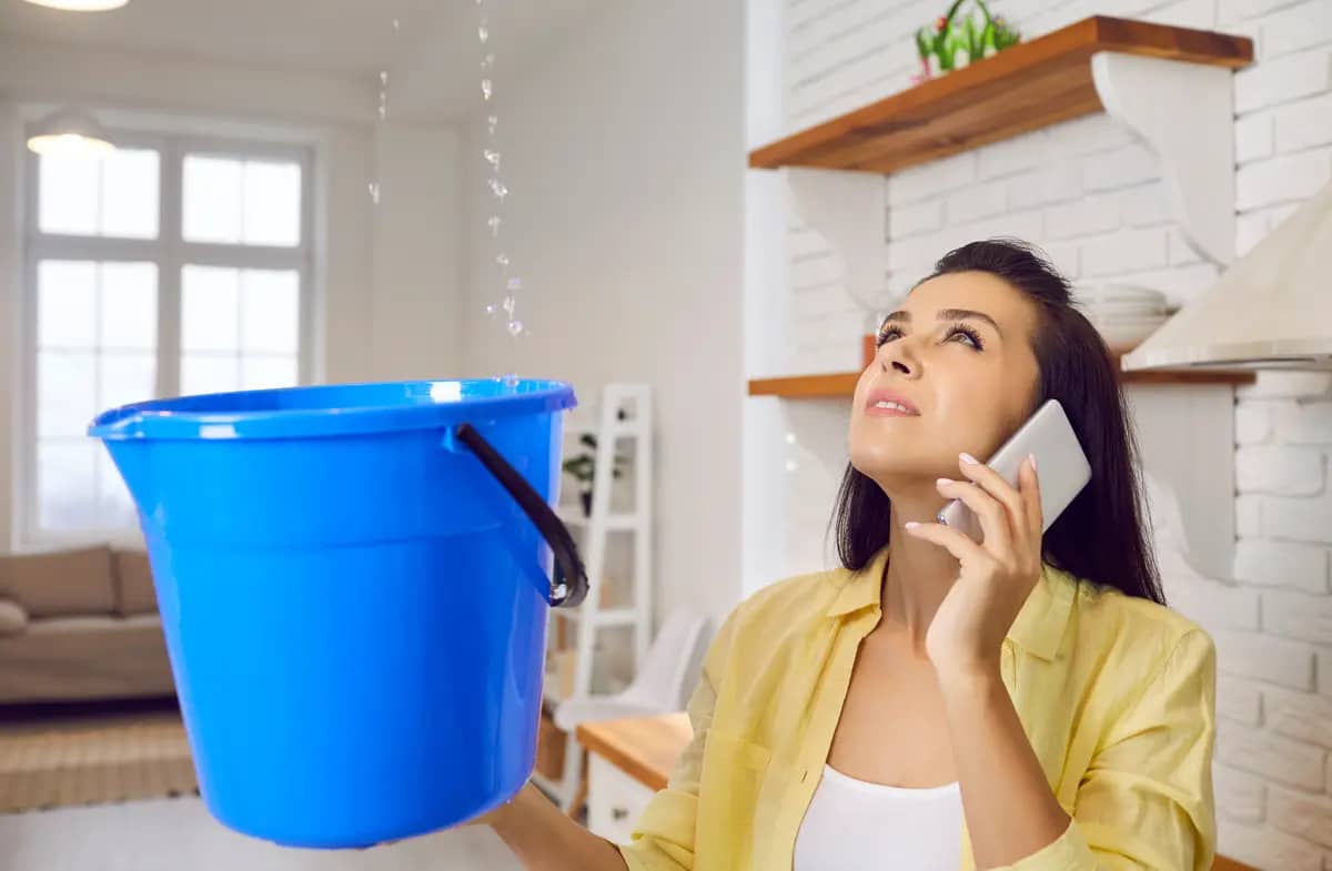 catching roof leak in bucket