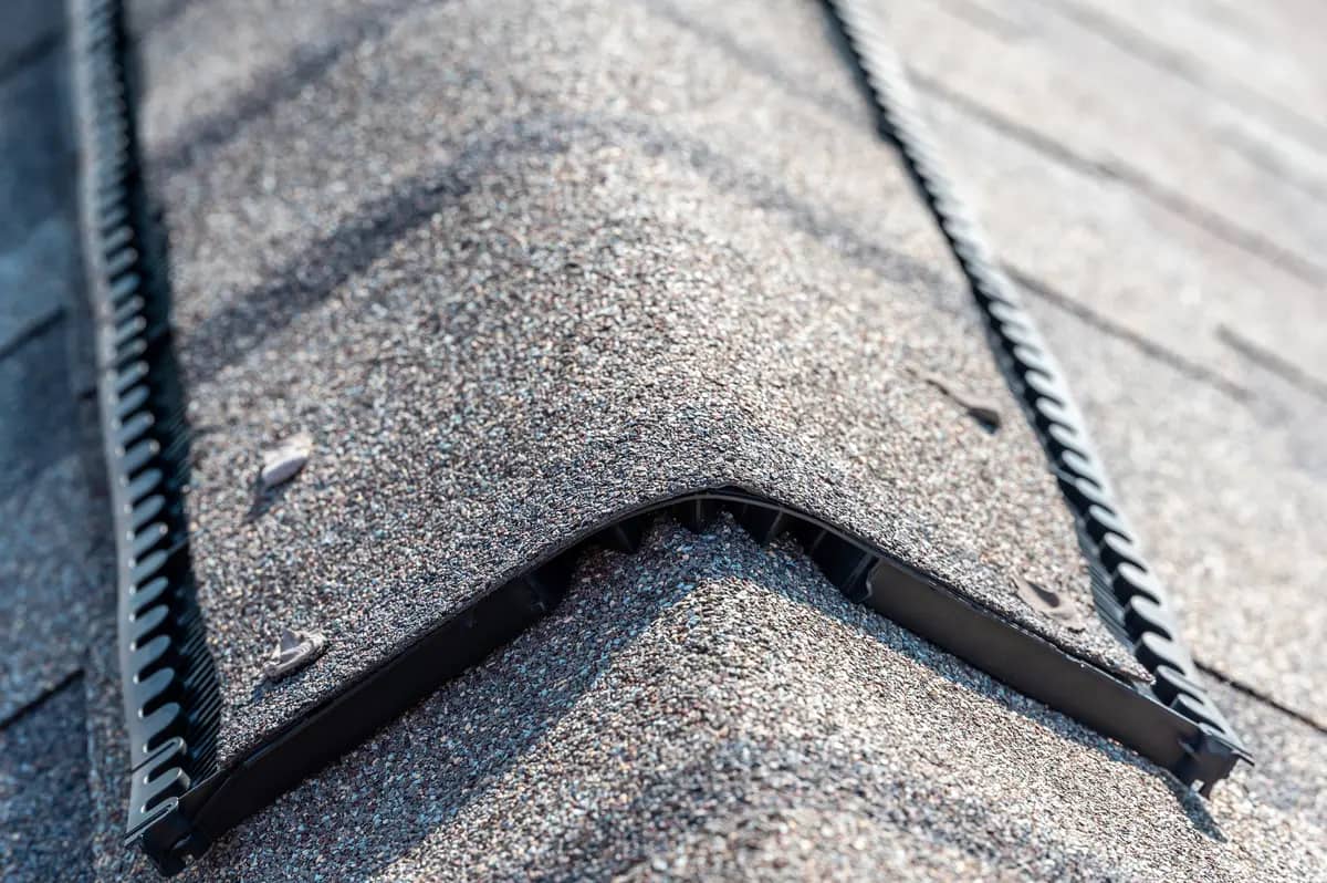 shingles on the roof ridge