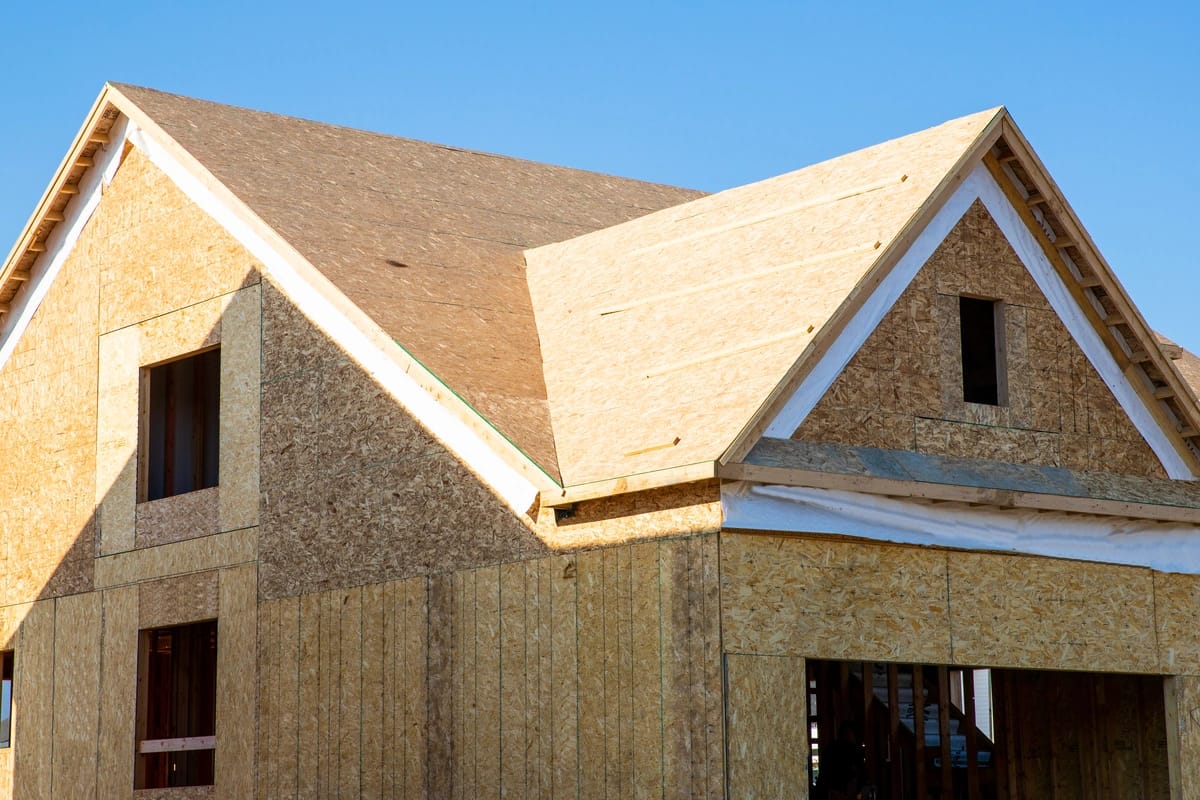 home with roof sheathing