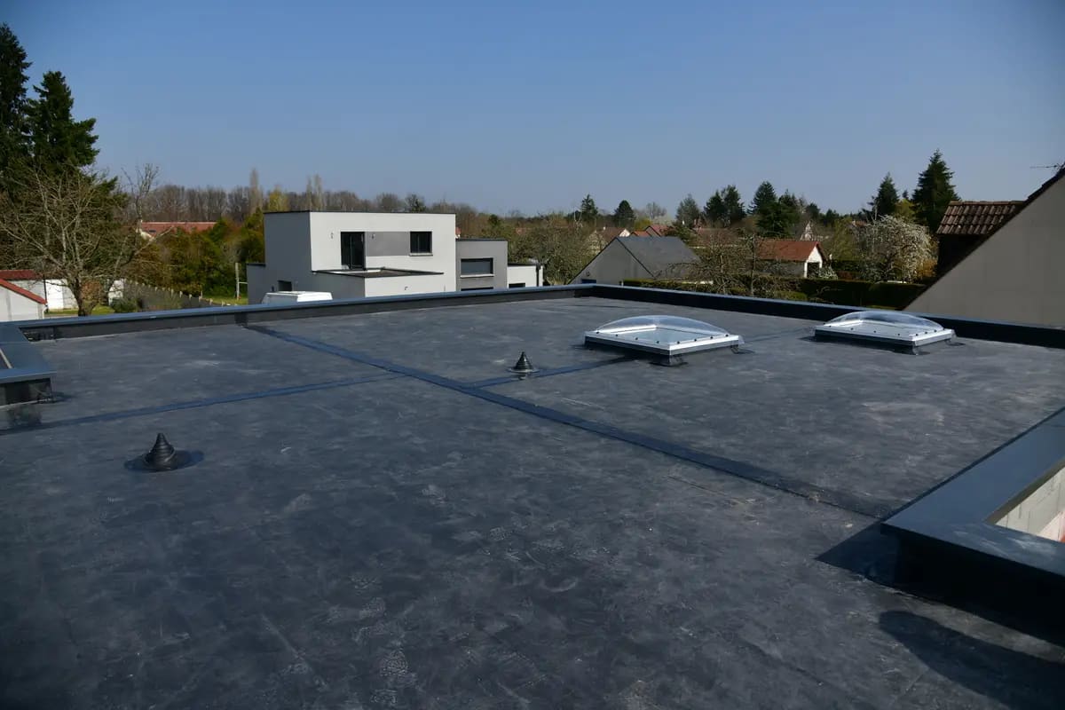 a rubber roof and skylights