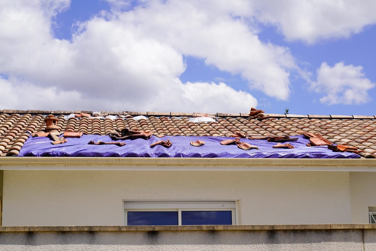 tile roof covered for damage
