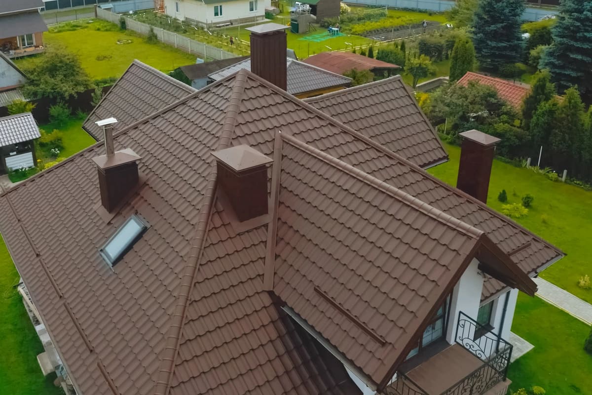 brown metal roof colors on a modern home